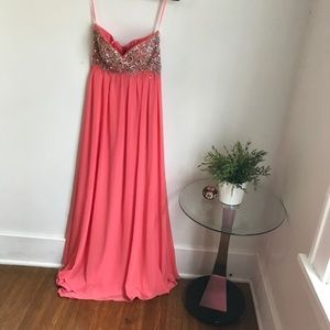 Coral Dress with Jewels by Orly Farho